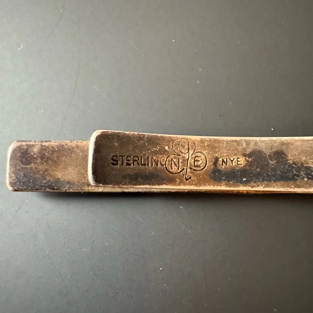 Vintage Sterling Stuart NYE Tie Clip with Pinecone Design